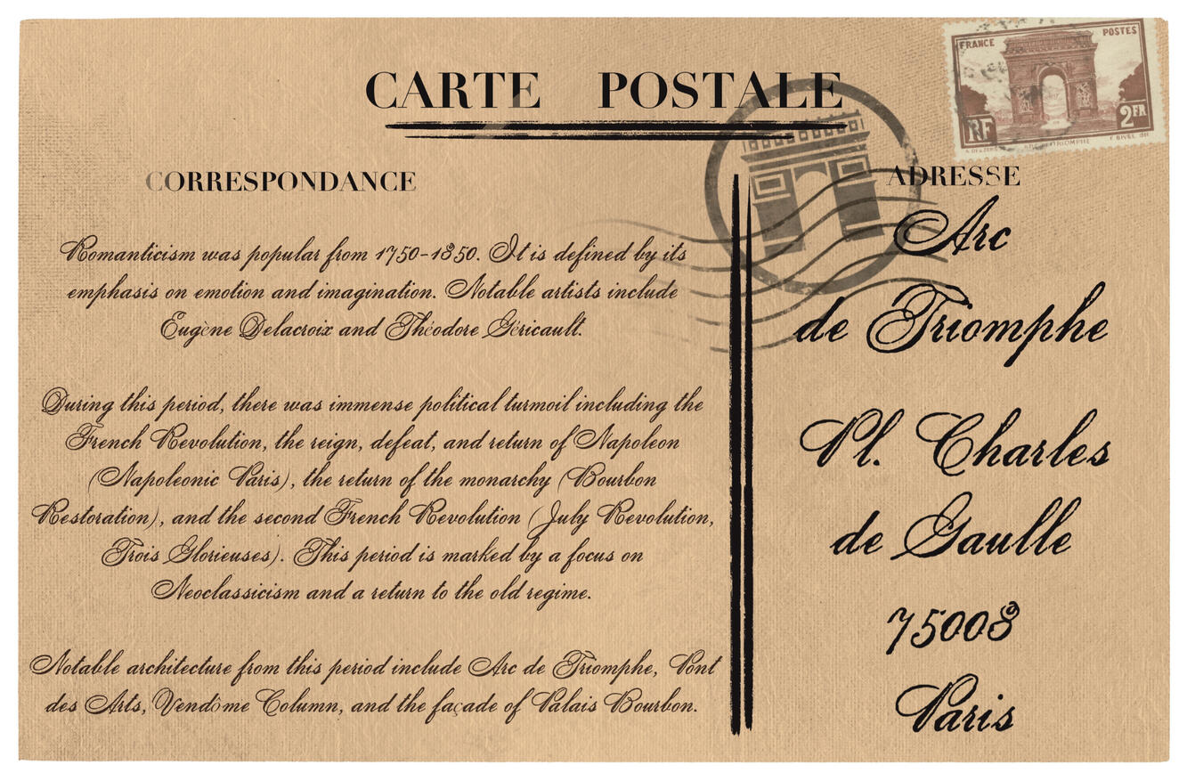 Carte Postale de Paris (Arc de Triomphe)