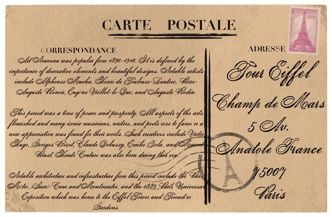 Carte Postale de Paris (Tour Eiffel)